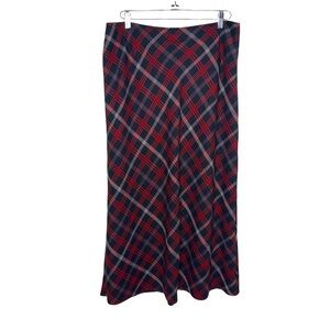 CRAZY HORSE BY LIZ CLAIBORNE Black & Red Plaid Wool Style Skirt w Side Zip 14